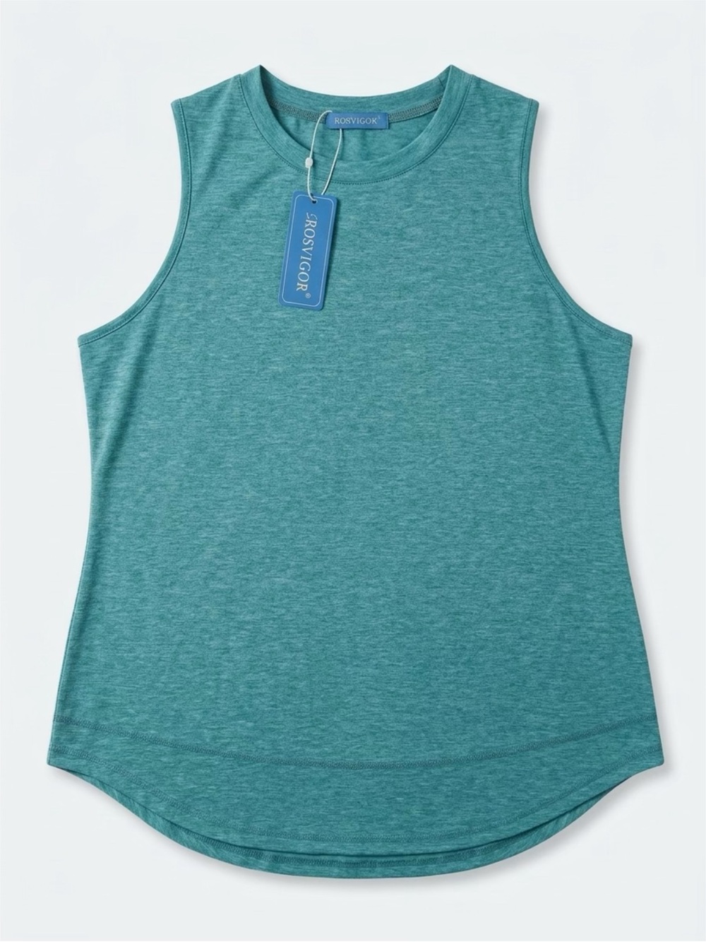 Amazon Teal Sleeveless Crewneck Tank Top